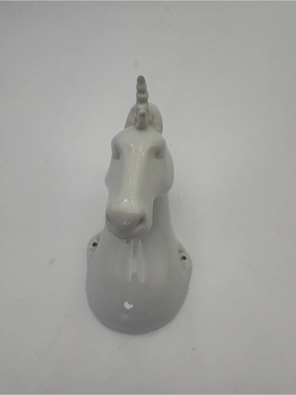 White Glazed Ceramic Unicorn Hook